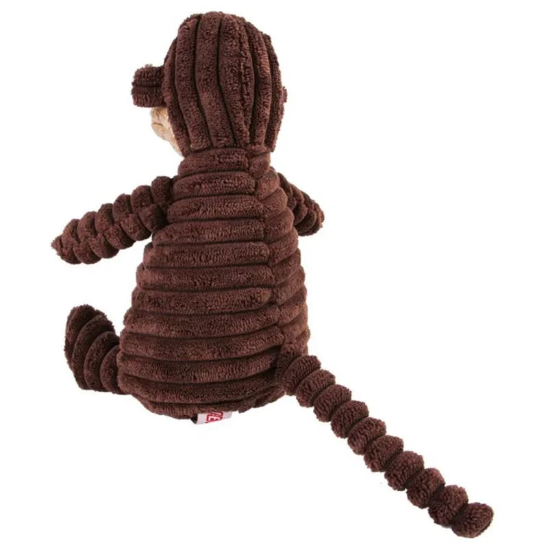 Jouet couineur en peluche pour chien - Forme d'animal en velours côtelé résistant aux morsures