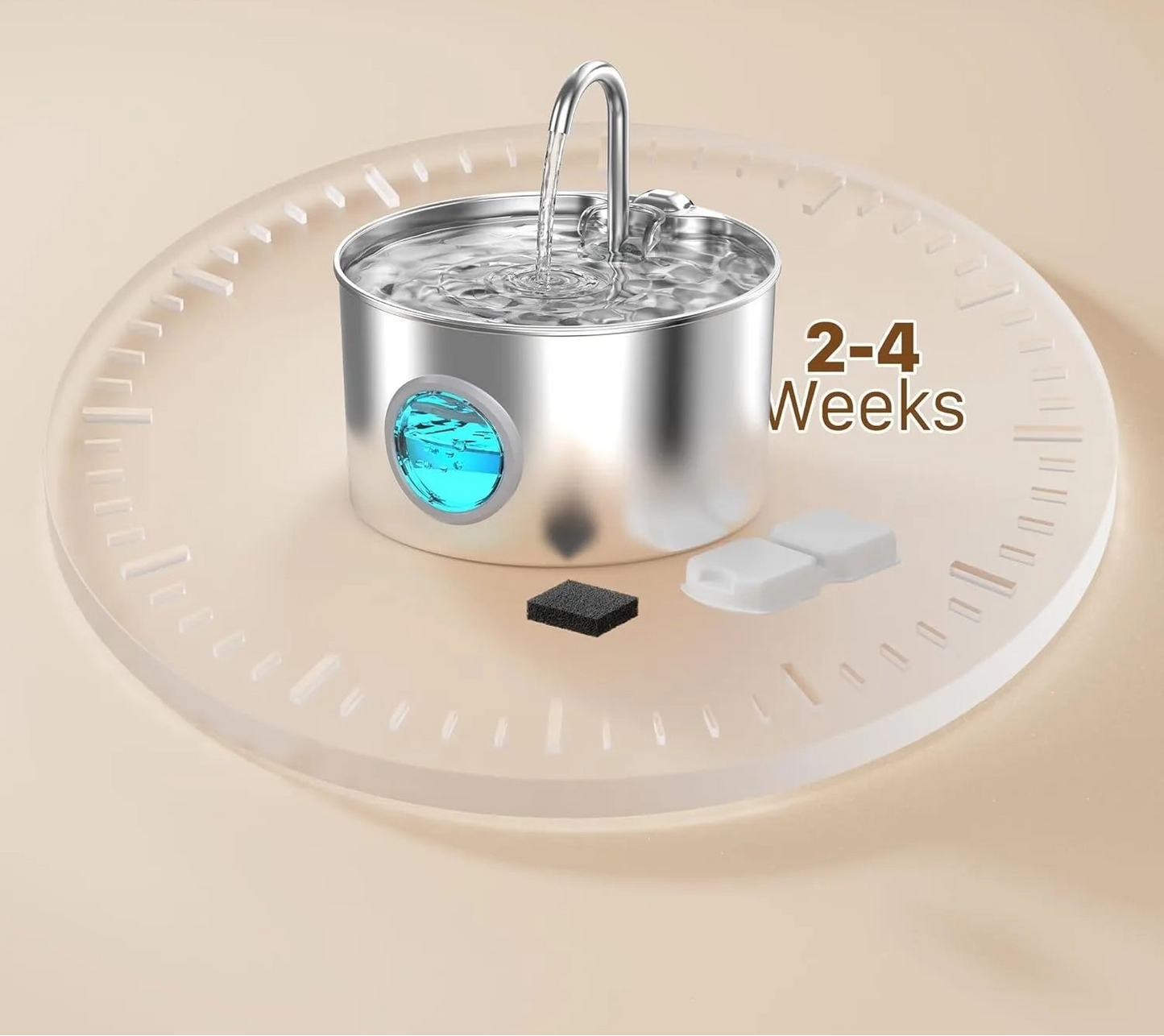 Filtres et éponges de remplacement pour fontaines à eau pour animaux de compagnie de 2,2 L - Lot de 12