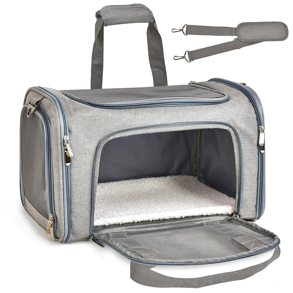 Soft-Sided Pet Travel Carrier with Fleece Pad