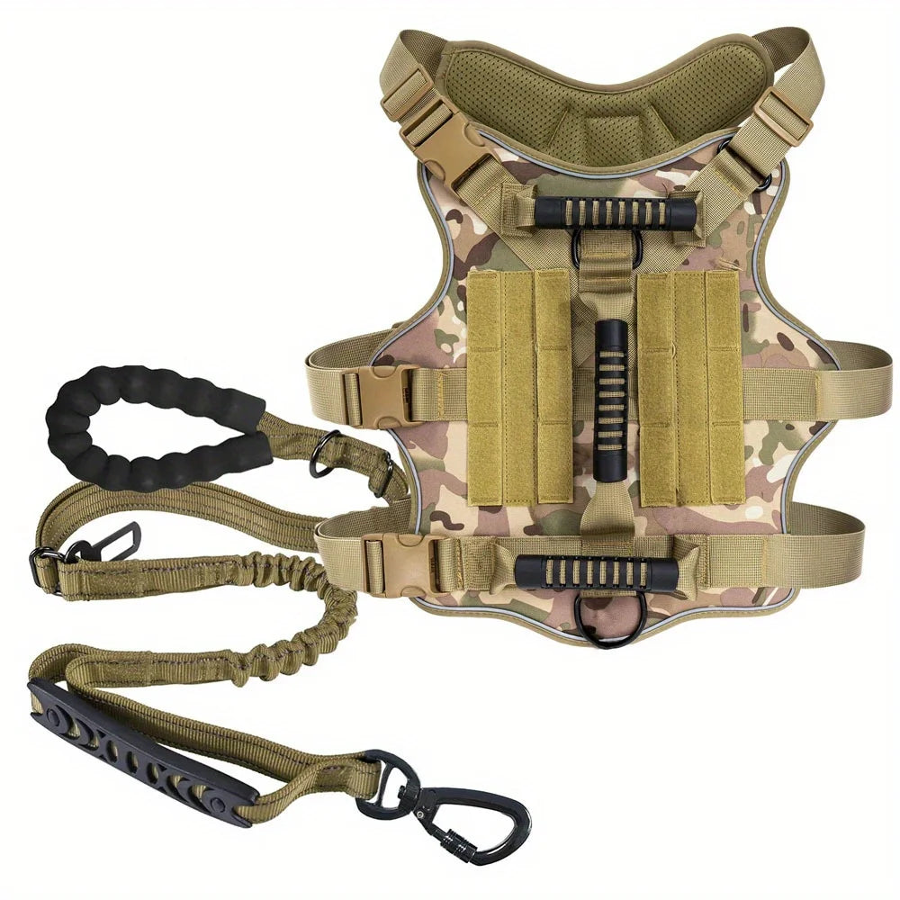 Gilet tactique militaire avec harnais et laisse pour grands chiens