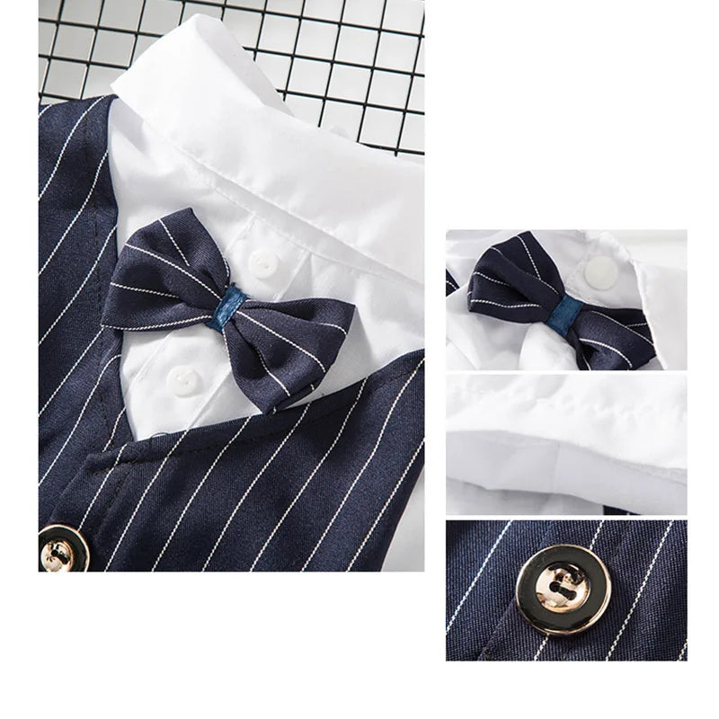 Striped Tuxedo Jacket with Bow for Small Dogs & Cats