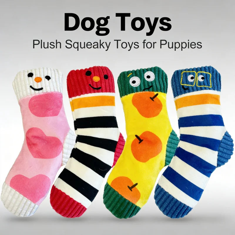 Plush Squeaky Sock Dog Toy with Sniff & Hide Feature