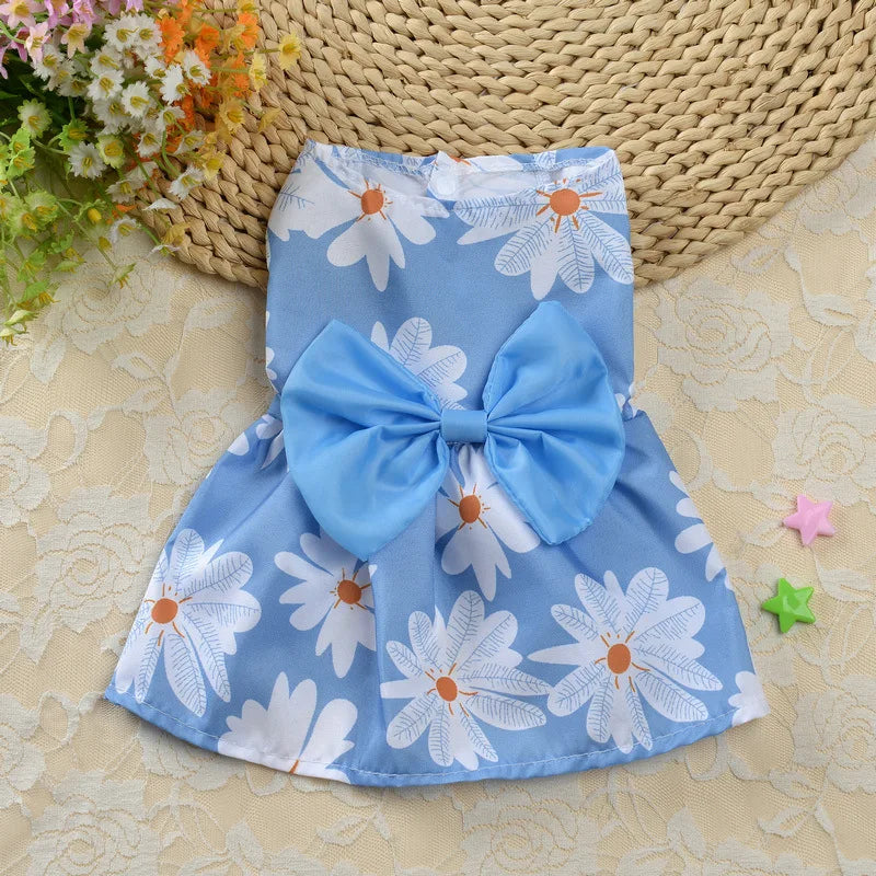 Fruit & Floral Print Bow Dress for Cats & Small Dogs