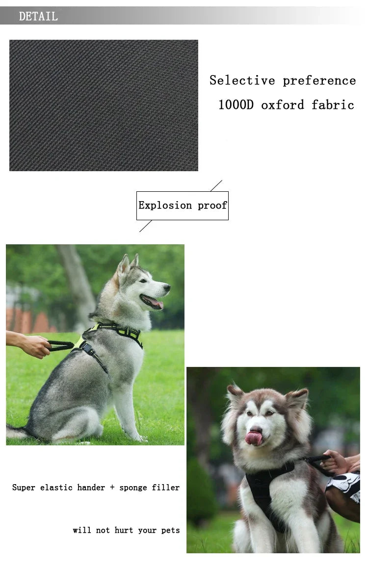 No-Pull Reflective Nylon Dog Harness for Strong Pullers