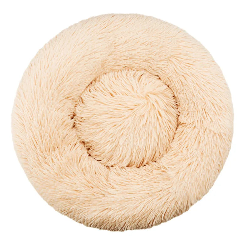 Round Plush Pet Bed — Washable Warm Basket for Dogs & Cats, 6 Sizes