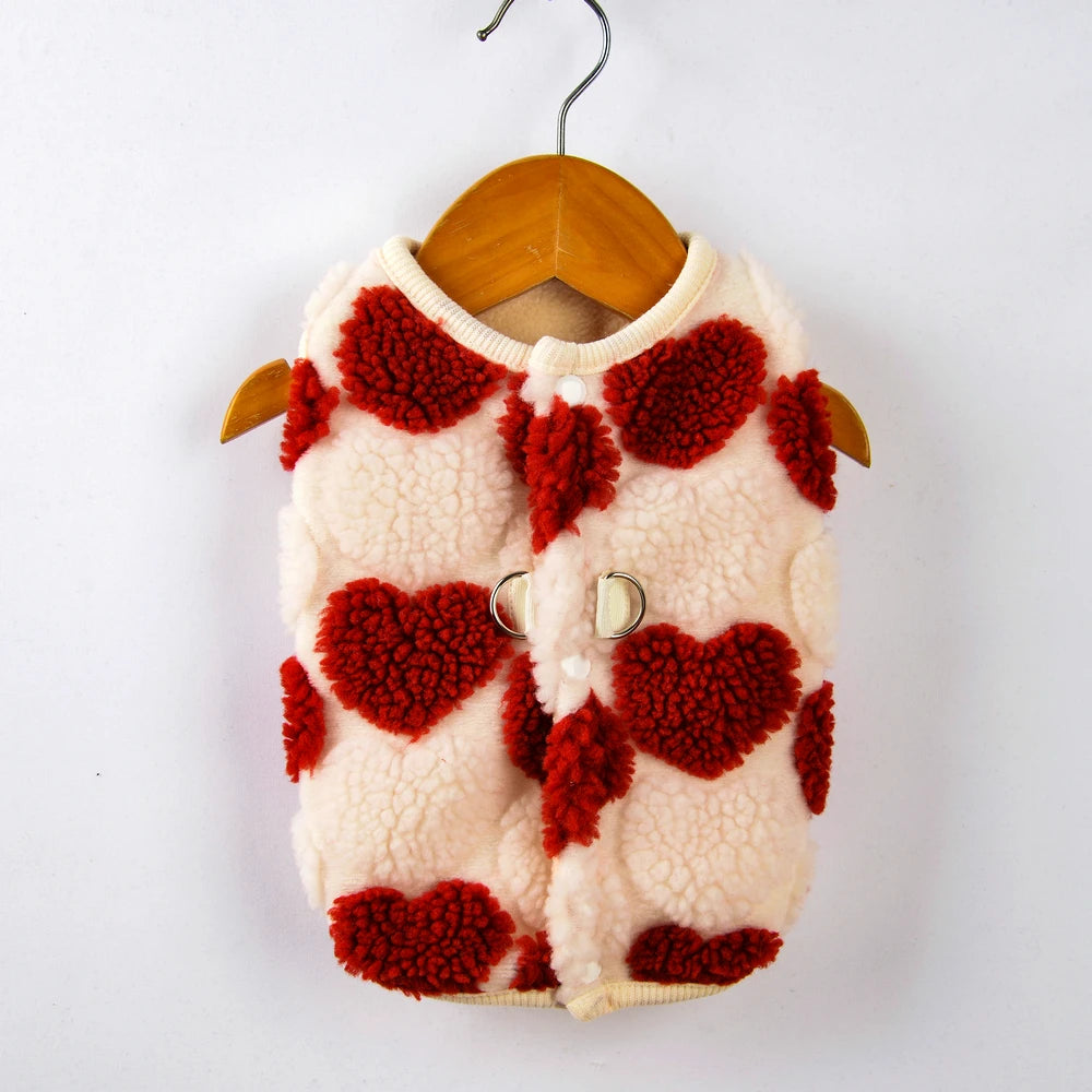 Fleece Dot Print Jacket Vest for Small Dogs & Cats