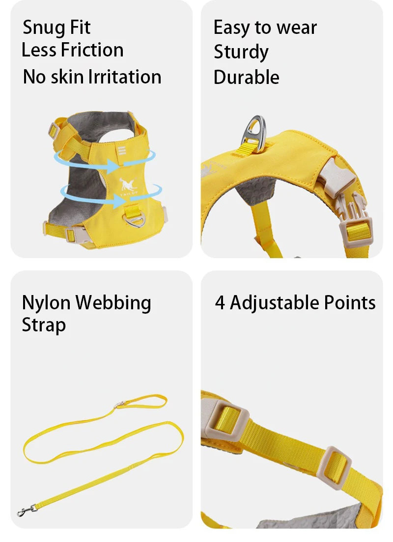 Lightweight Dog Harness & Leash Set Anti-Pull Escape-Proof Pet Walking Lead for Small Medium Large Dogs