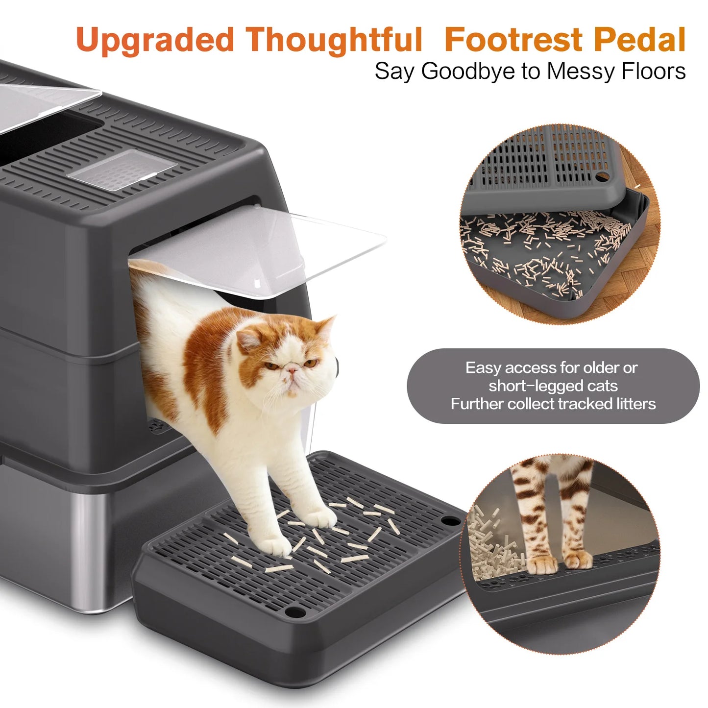 Extra Large Enclosed Stainless Steel Cat Litter Box with Lid