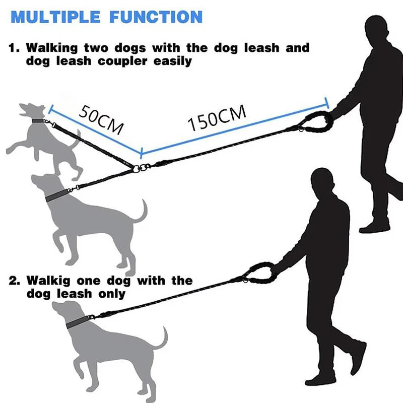 Dual Dog Coupler Leash – Walk 2 Dogs at Once