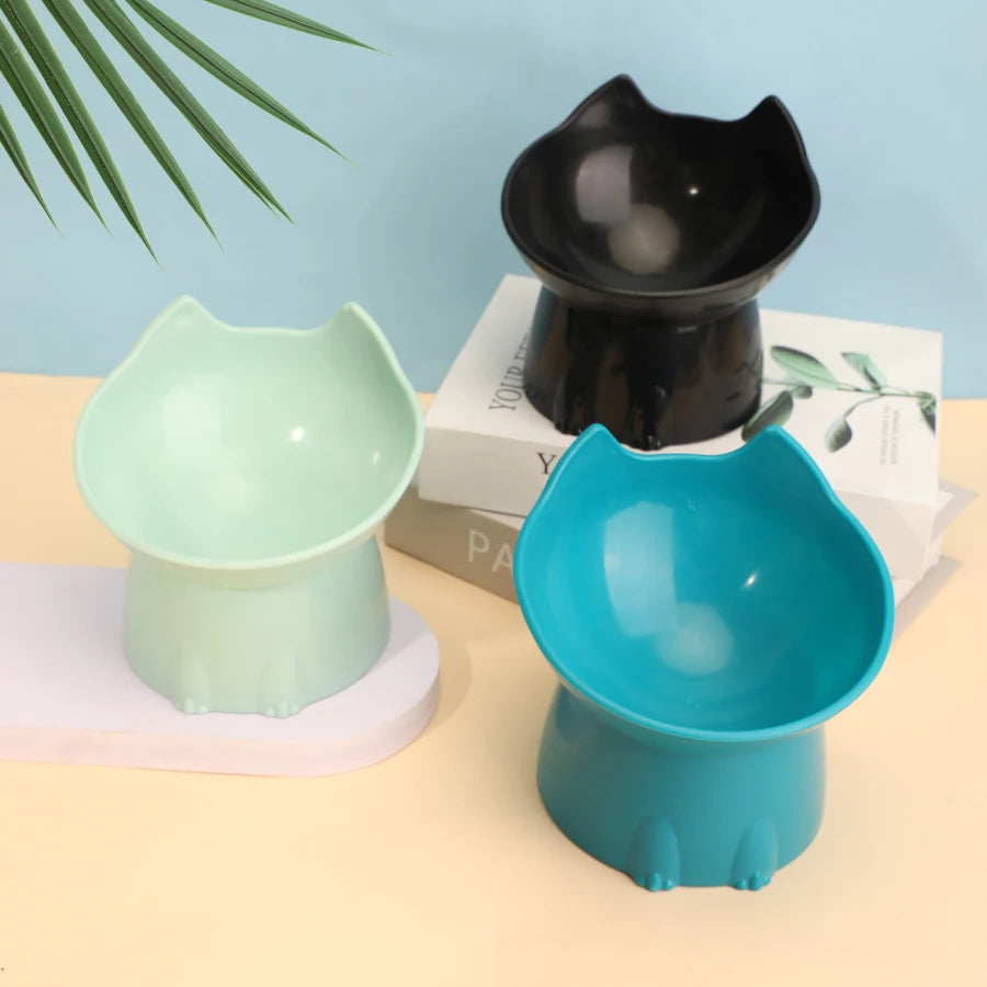 Elevated Cat Bowl - Anti-Tip Raised Feeding Dish with Tilted Design