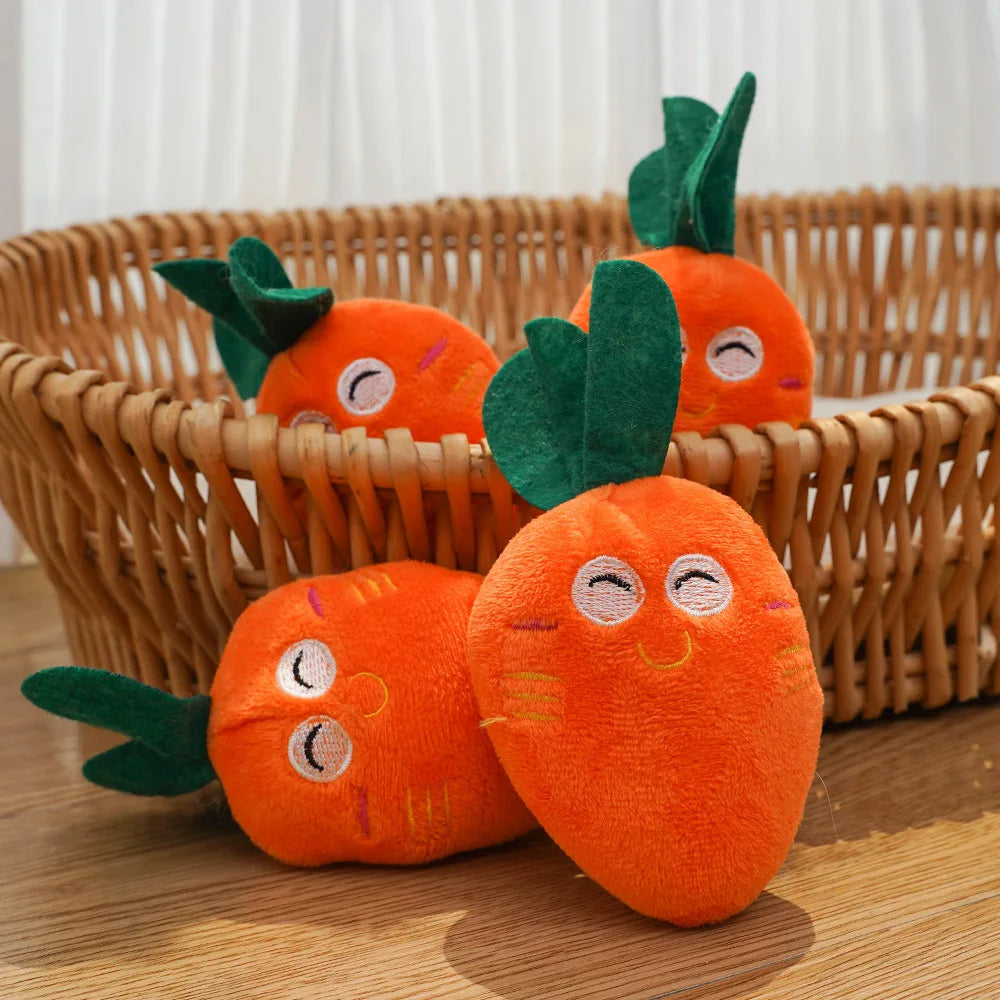 Jouet couineur en peluche carotte pour chats et petits chiens