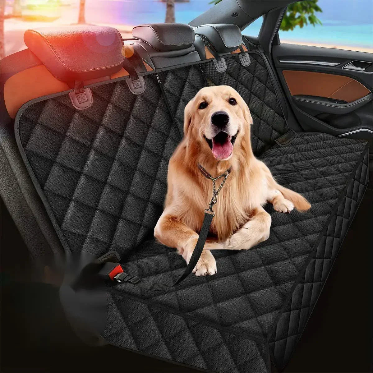 Waterproof Dog Car Seat Hammock Cover | Dirt-Resistant Back Seat Protector with Shoulder Straps