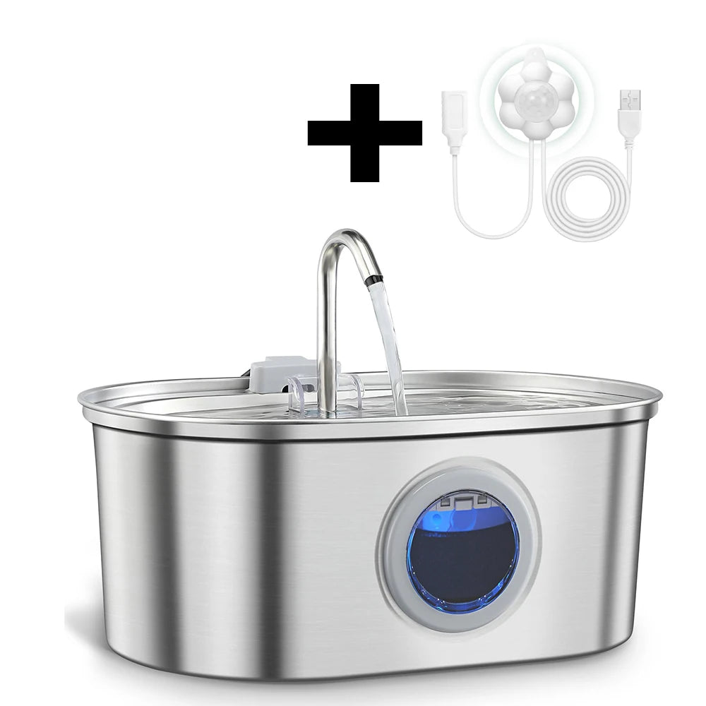3.2L pet water dispenser, stainless steel ultra-quiet cat water dispenser, automatic cat water dispenser with water level window