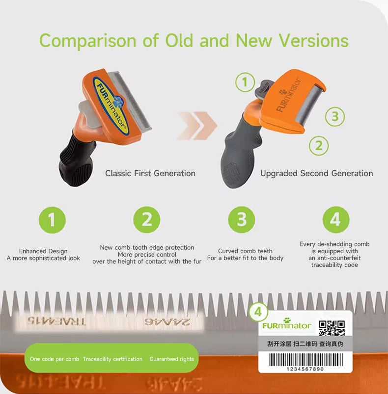 Pet Deshedding Grooming Brush for Dogs & Cats