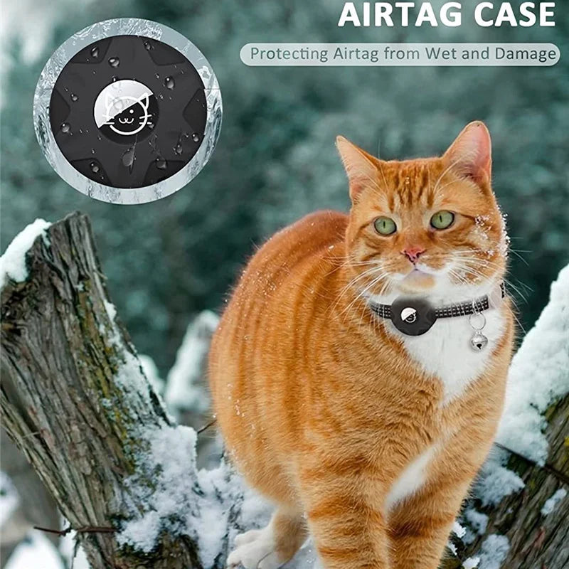 Support de collier pour animaux de compagnie avec design réfléchissant - Étui AirTag en silicone avec clochette