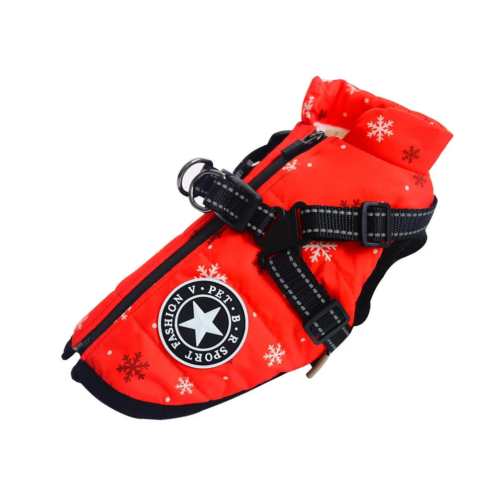 Reflective Fleece Dog Jacket with Integrated Harness