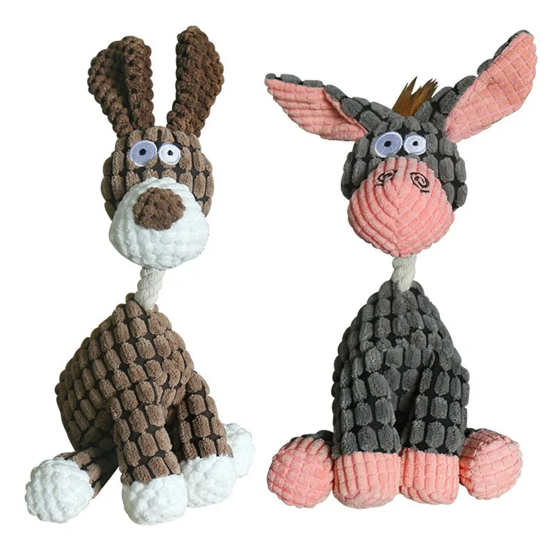 Donkey Shape Squeaky Plush Chew Toy for Dogs and Puppies