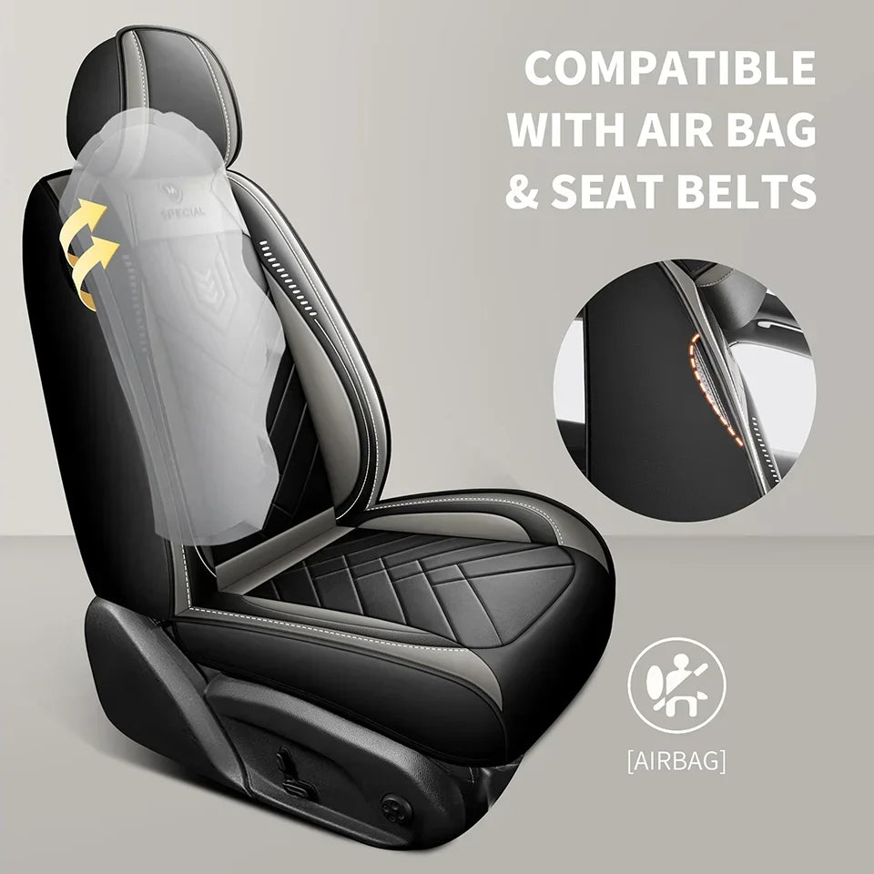 Full Leather Car Seat Cover — All-Season Universal Fit for Driver & Passenger