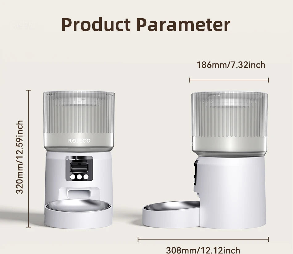 Distributeur automatique intelligent de nourriture pour animaux avec caméra HD 1080p et contrôle à distance via Wi-Fi