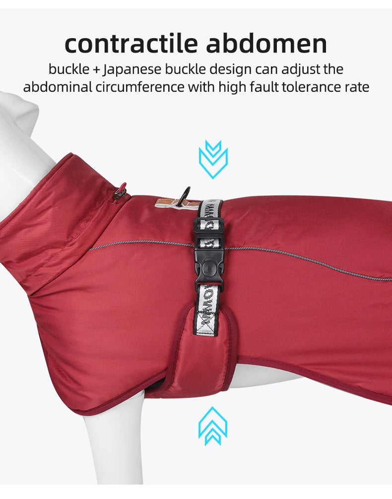 Waterproof Dog Winter Coat with Built-In Harness — Reflective Windproof Turtleneck Jacket