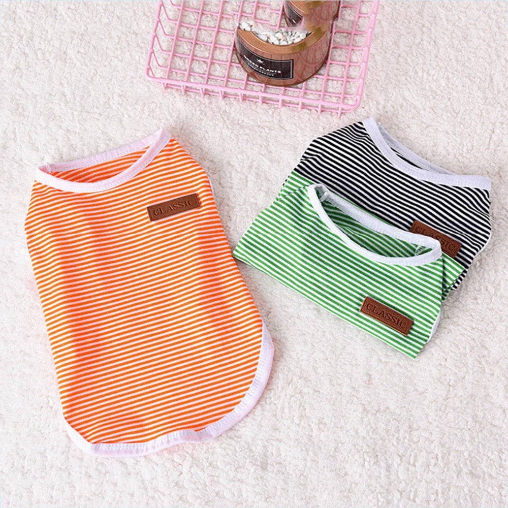 Classic Striped Cotton Vest for Cats & Small Dogs