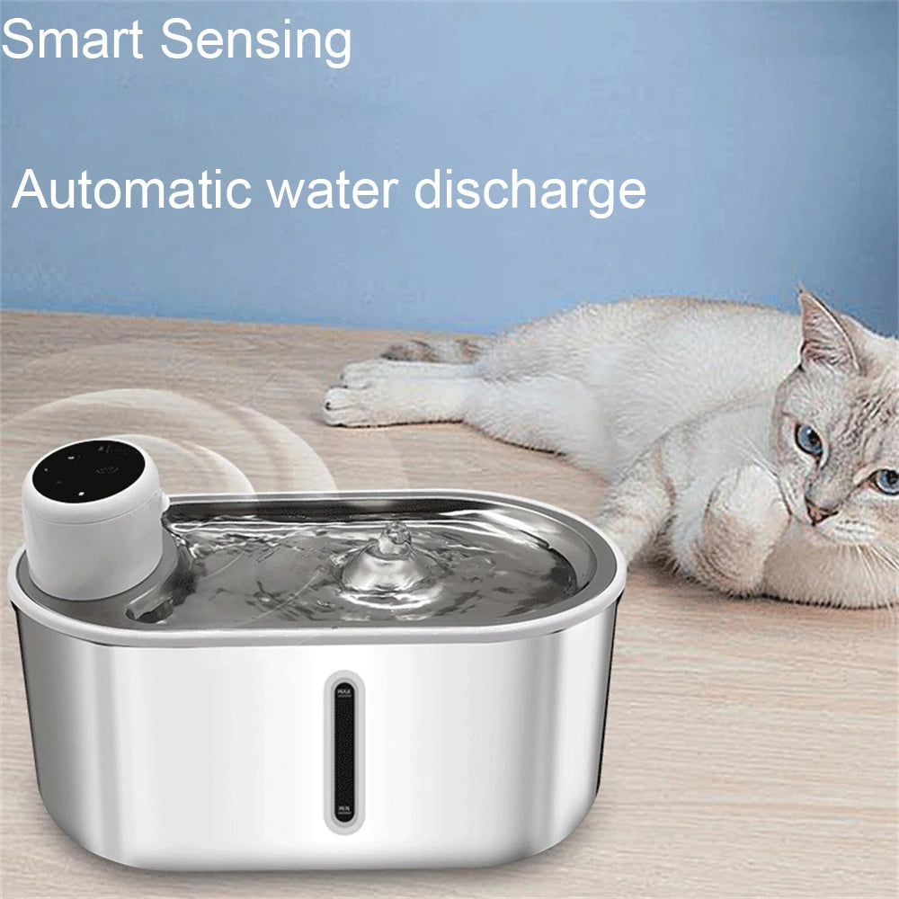 Fontaine à eau intelligente automatique pour chat - Distributeur d'eau pour animaux de compagnie sans fil à détection infrarouge 3L
