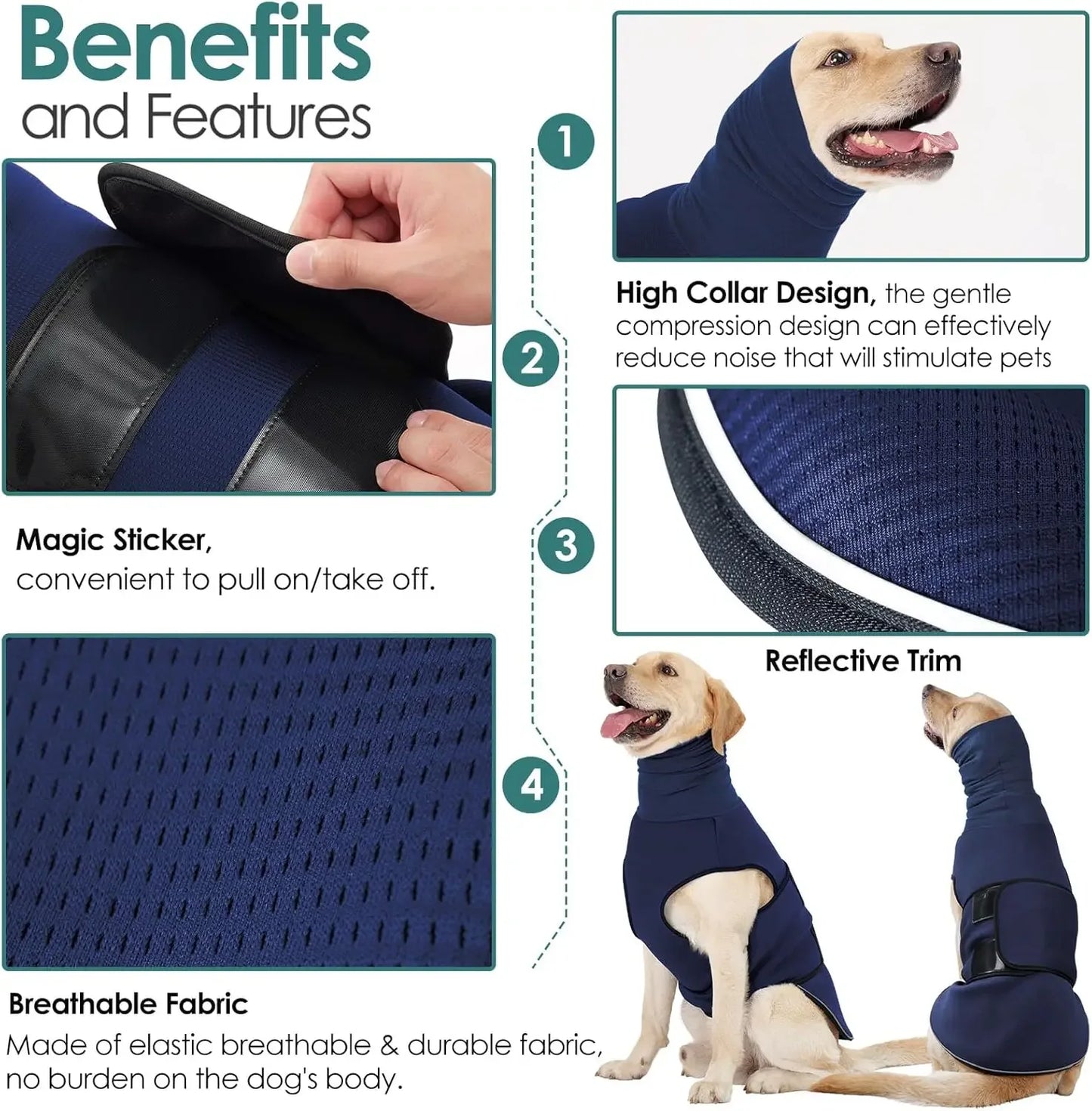Gilet anti-anxiété pour chien avec capuche