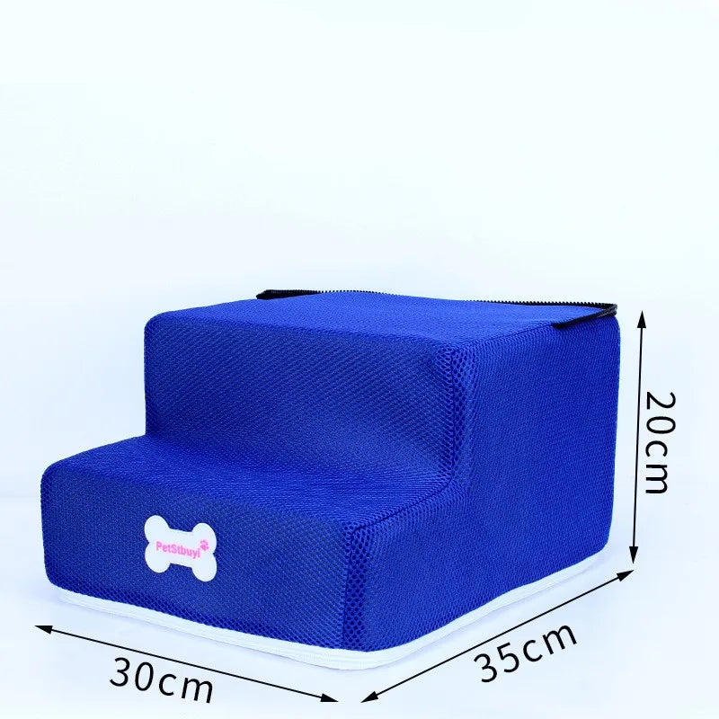 Anti-Slip Pet Stairs with Removable Washable Cover – 2 or 3 Step Ramp for Dogs & Cats
