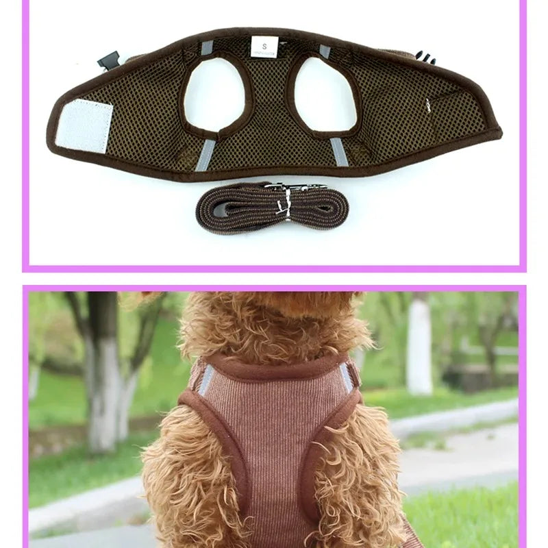 Harnais tactique pour chien avec laisse – Harnais de poitrine réglable pour chiens de petite à grande taille
