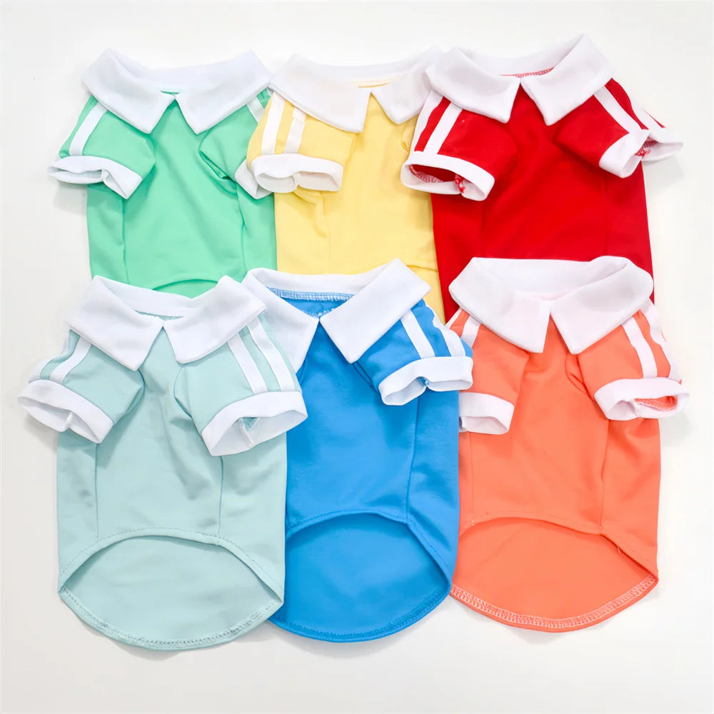 Striped Sport Polo T-Shirt for Cats & Small Dogs