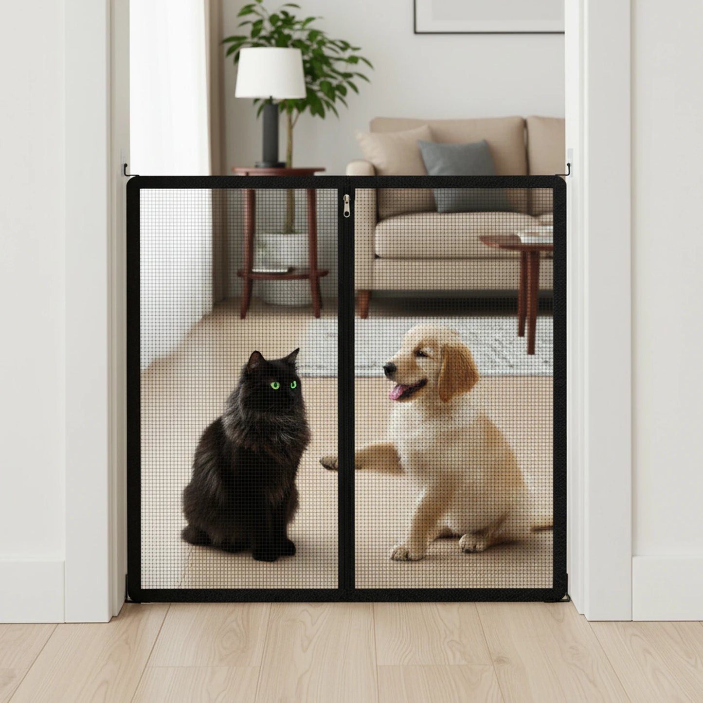 No-Drill Mesh Pet Gate Fence for Cats & Dogs