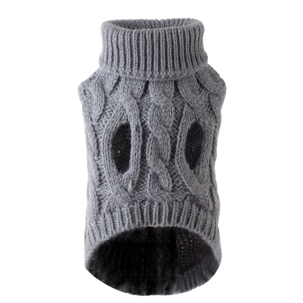 Pull tricoté à col roulé pour chien