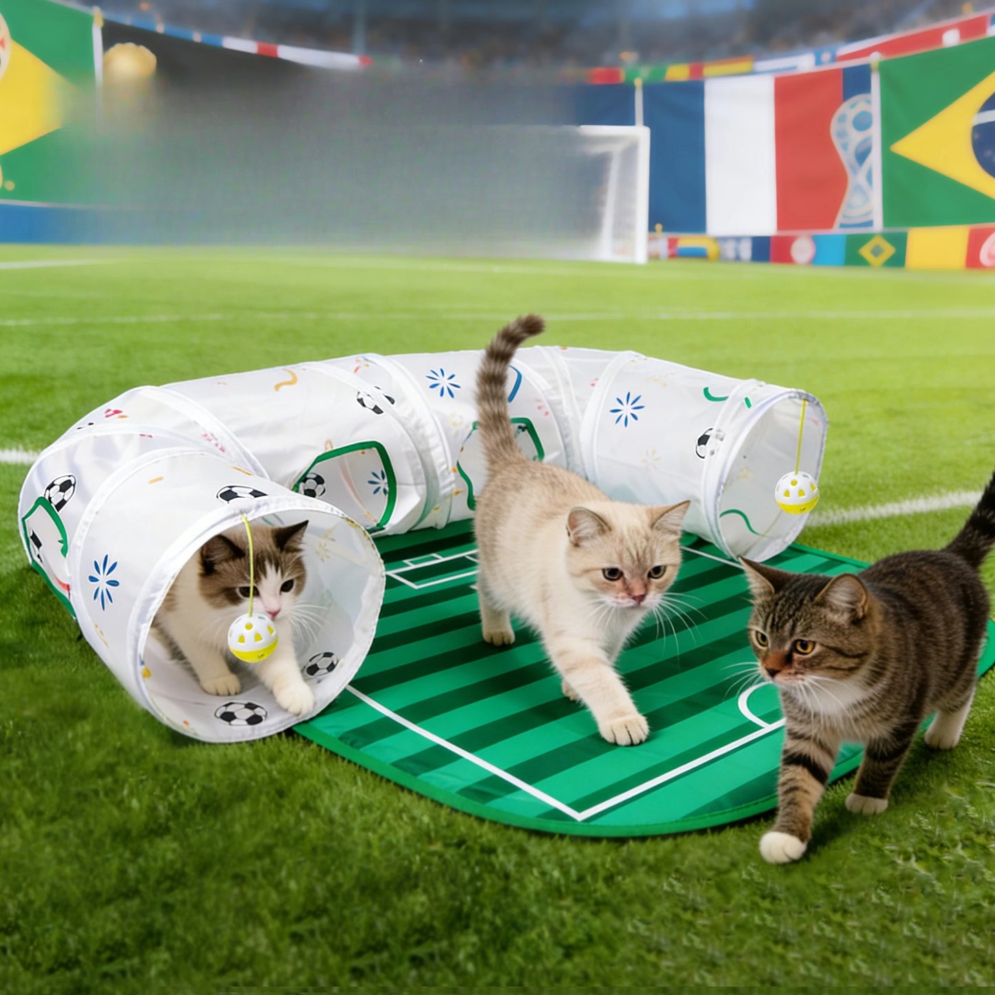 Football Field Cat Tunnel Toy
