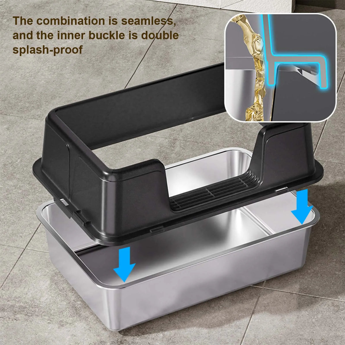 Stainless Steel Semi-Enclosed Cat Litter Box | High Sides | Anti-Splash | 3 Sizes