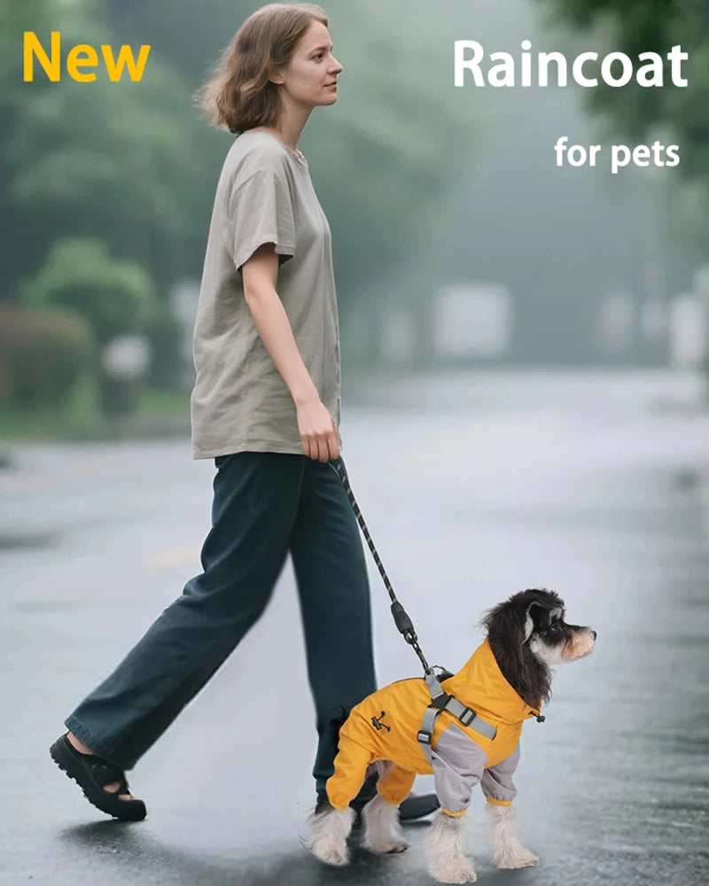 Waterproof Reflective Hooded Dog Raincoat – S to 3XL