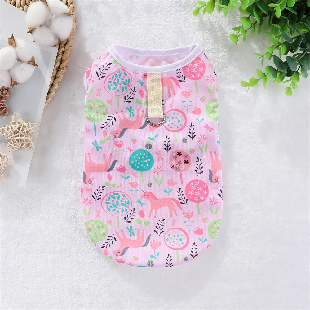 Gilet rafraîchissant d'été pour chiens - Chemise douce pour animaux de compagnie au design de dessin animé