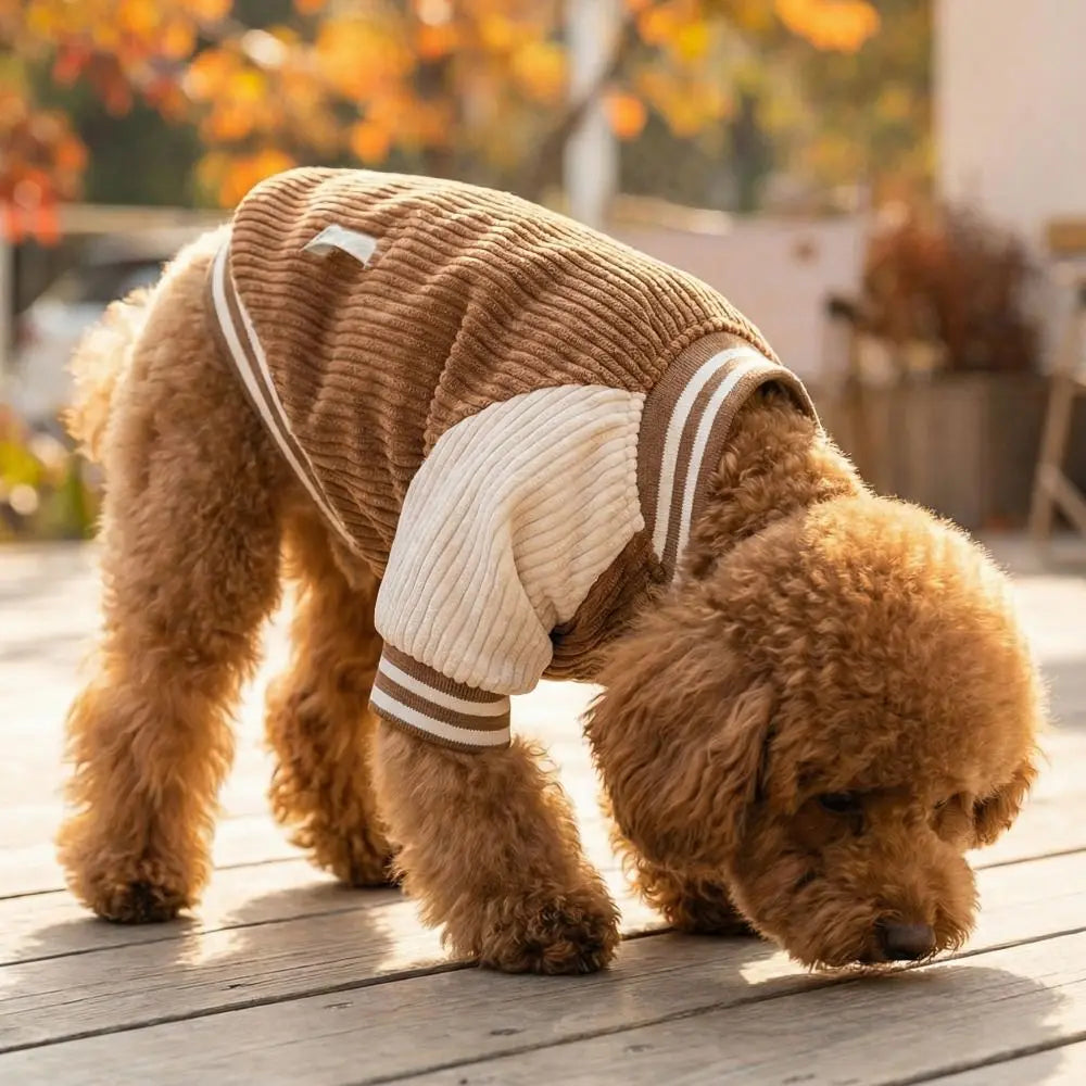Embroidered Dog Baseball Jacket – Warm Cotton Pet Coat