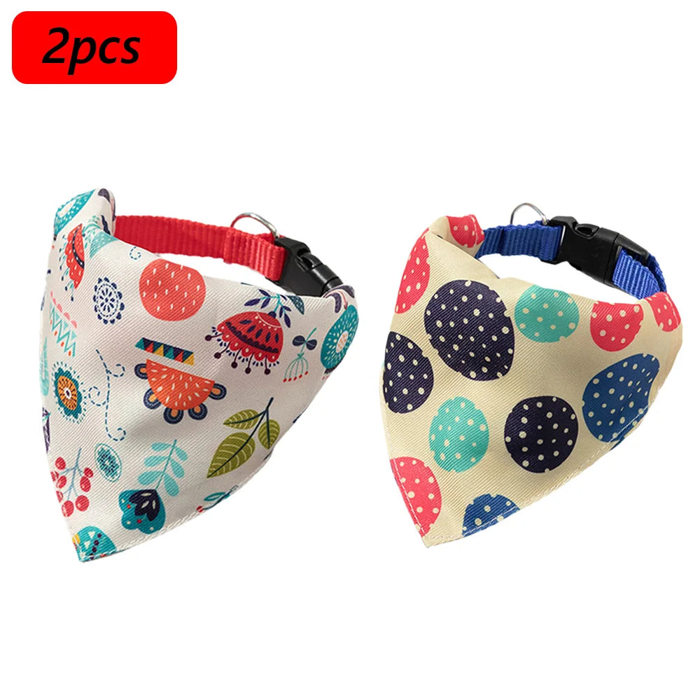 Cute Print Cat Dog Collar with Bandanas for Small Dogs Yorkshire Chihuahua Puppy Triangular Bandage Pet Accessories Supplies