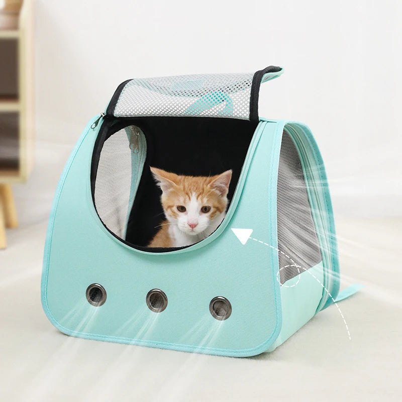 Foldable Pet Travel Backpack - Breathable Carrier for Cats & Small Dogs