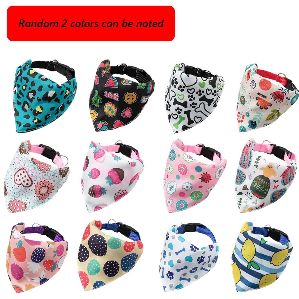 Cute Print Cat Dog Collar with Bandanas for Small Dogs Yorkshire Chihuahua Puppy Triangular Bandage Pet Accessories Supplies