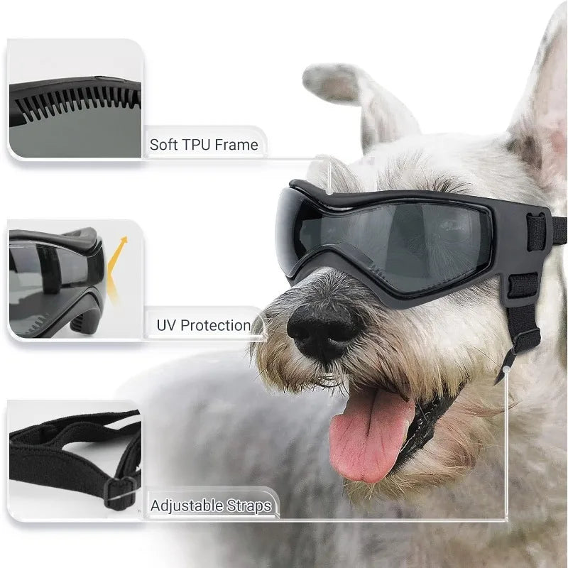 UV-Protective Dog Sunglasses – Windproof Anti-Fog Goggles for Outdoor Travel