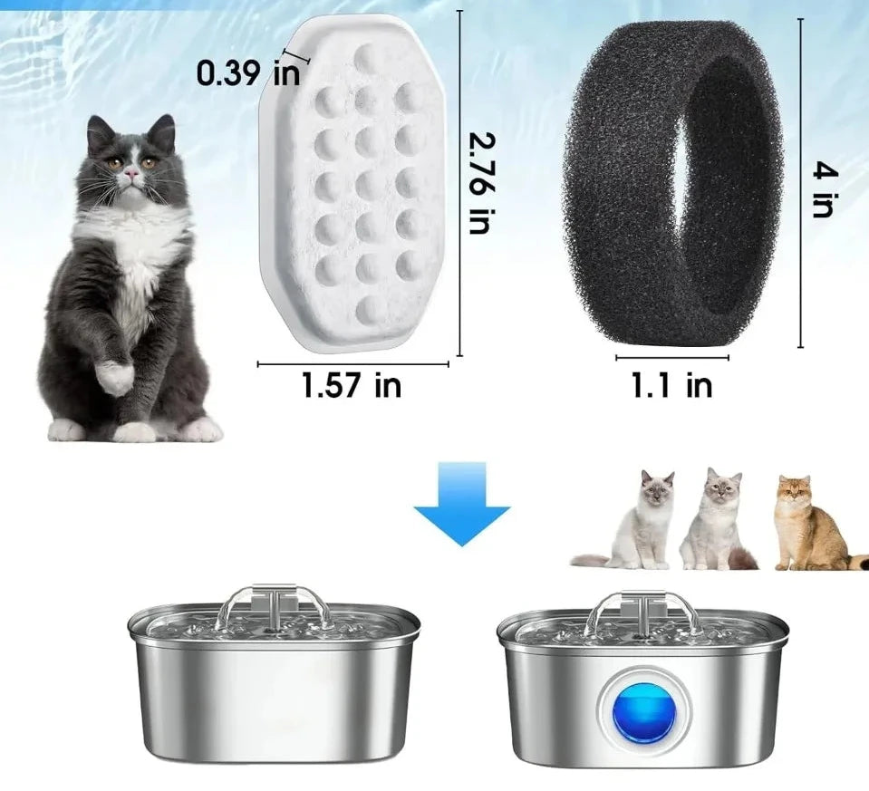 Cat Water Fountain Replacement Filters & Sponges Set