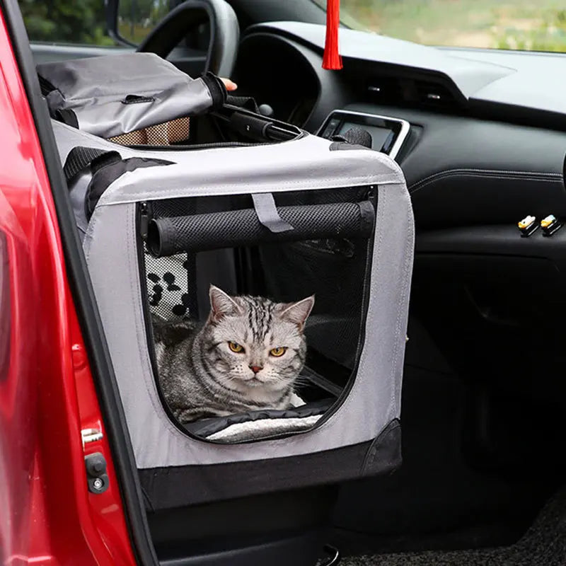 Cage de transport et de voyage pliable et souple avec tapis — 3 portes