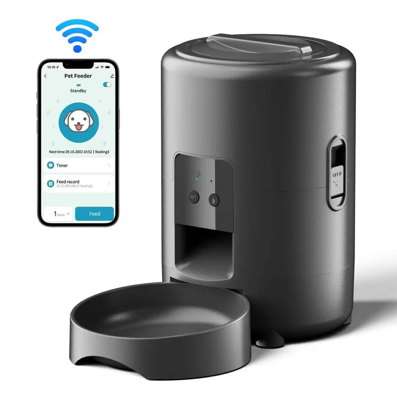 Tuya APP controls the cat feeder,only supports 2.4G network, can only be powered by USB, has no screen display smart pet feeder