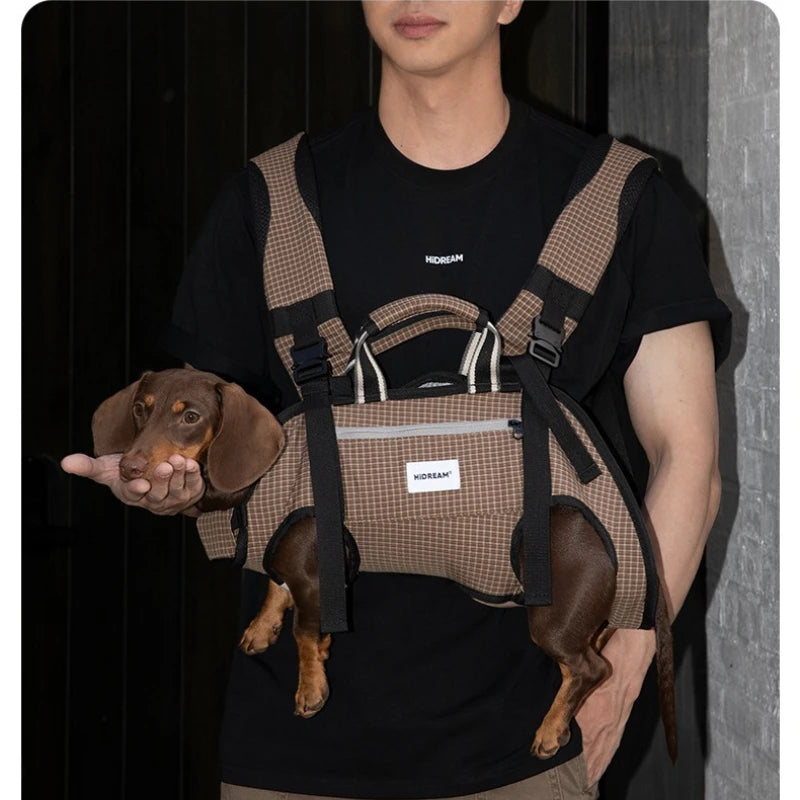 Horizontal Dog Backpack with Ice Silk Cooling & Spine Protector for Small Dogs & Cats