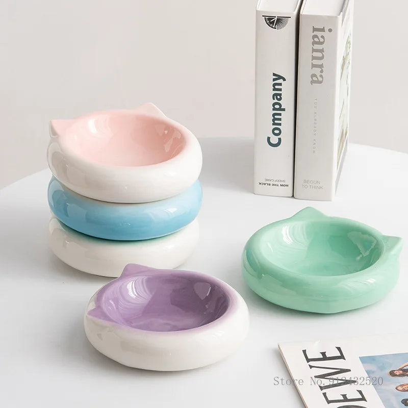 Cat Ear Ceramic Pet Bowl – Anti-Tip Food & Water Dish
