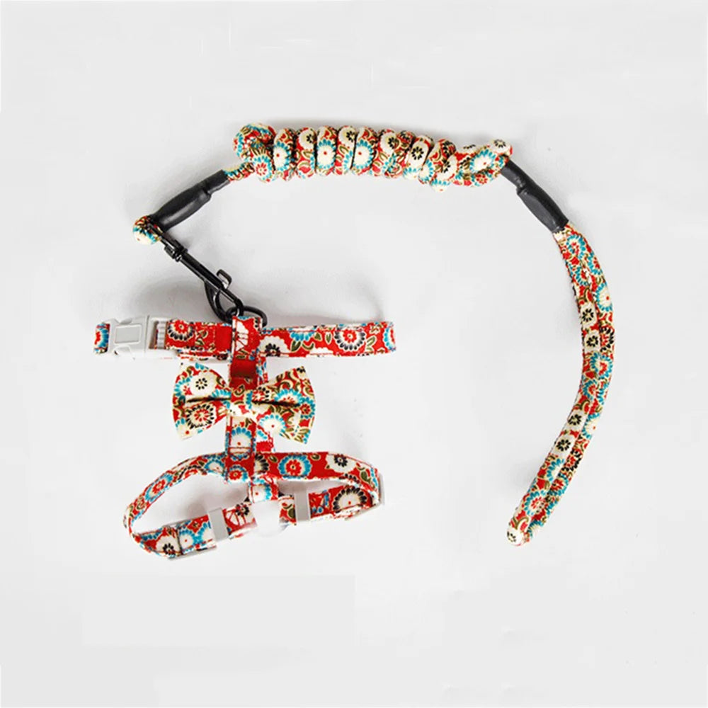 Floral Print Harness & Leash Set for Cats & Small Dogs