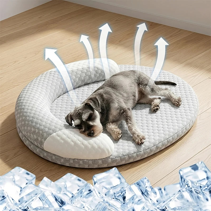 Oval Ice Silk Cooling Bed for Dogs & Cats