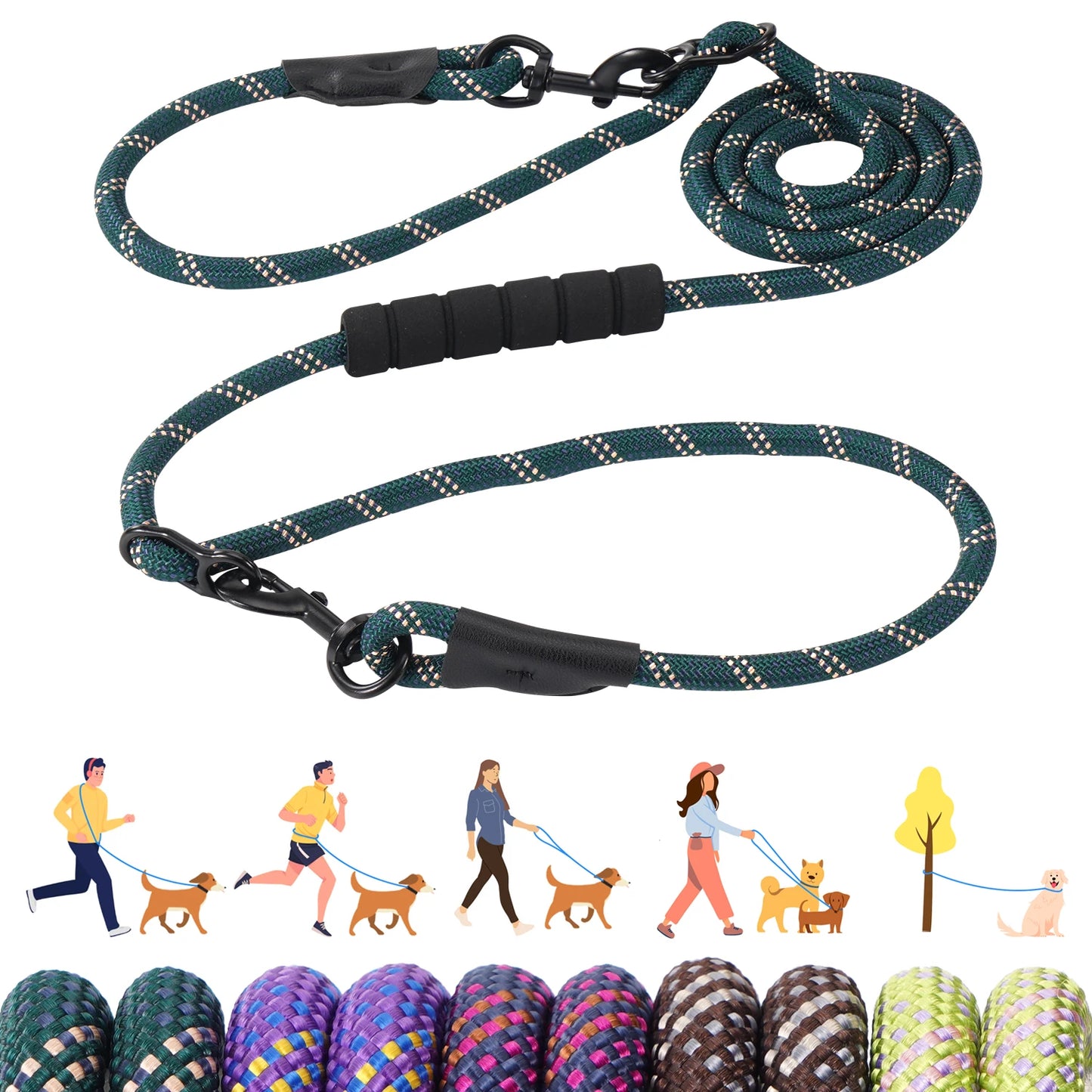 Heavy Duty Multi-Function Dog Lead with Padded Handle – 7.5ft Hands-Free