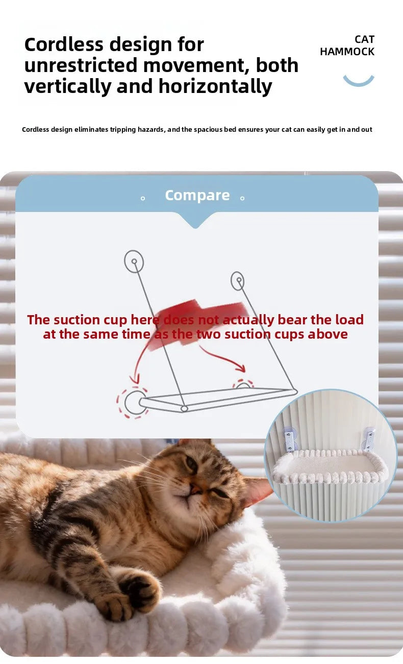 Suction Cup Window Cat Hammock – Wide Hanging Bed